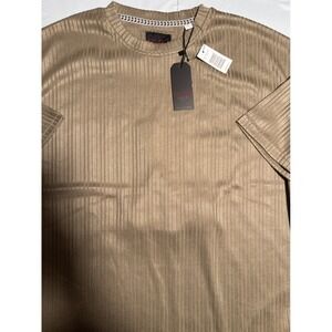 NWT Bruno Luxe Latte Ribbed Knit Short Sleeve T-Shirt Men's Top Reg. $50.